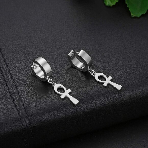 Charming Ankh Cross Dangle Earrings for Men & Women - Lightweight Modern Design - Picture 7 of 7
